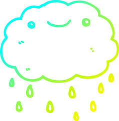 cold gradient line drawing of a cartoon cloud