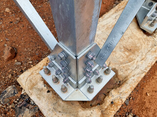 Construction of Substation, the foundation footing of steel structure high voltage take-off tower