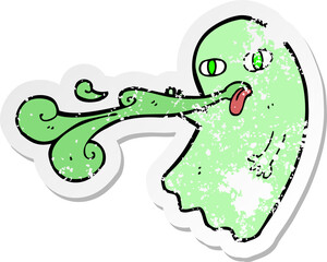retro distressed sticker of a funny cartoon ghost