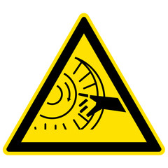 Rotating blade hazard sign and labels