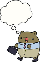 cute cartoon business bear with thought bubble