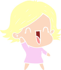 flat color style cartoon happy woman