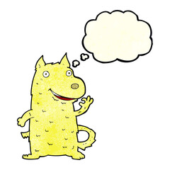 cartoon happy dog with thought bubble