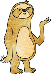 hand drawn quirky cartoon sloth