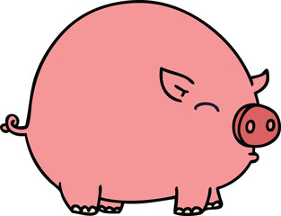 hand drawn quirky cartoon pig