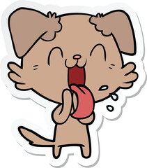 sticker of a cartoon panting dog