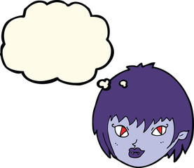 cartoon vampire girl face with thought bubble