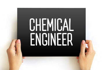 Chemical engineer text on card, concept background