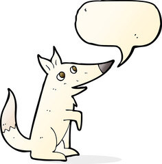 cartoon wolf cub with speech bubble