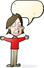 cartoon frightened man with speech bubble