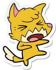 sticker of a angry cartoon fox attacking
