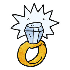 freehand textured cartoon diamond ring