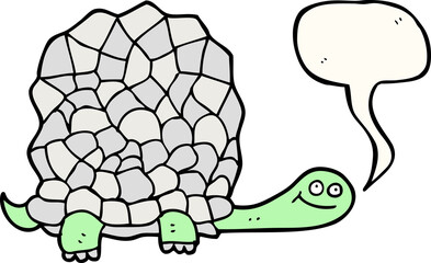 freehand drawn speech bubble cartoon tortoise