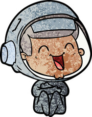 happy cartoon astronaut