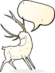 cartoon white stag with speech bubble