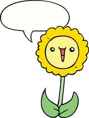 cartoon flower with speech bubble
