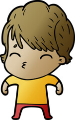 cartoon woman thinking
