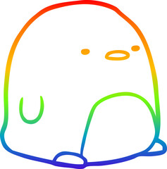 rainbow gradient line drawing of a cute penguin