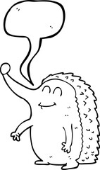 freehand drawn speech bubble cartoon hedgehog