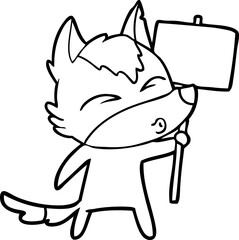 cartoon wolf with protest sign