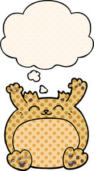 cartoon bear with thought bubble in comic book style