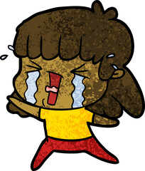 cartoon woman in tears