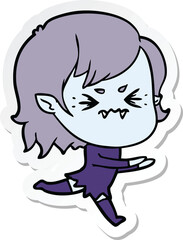 Obraz premium sticker of a annoyed cartoon vampire girl
