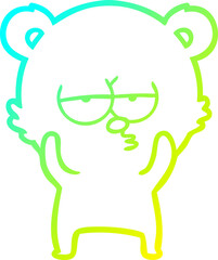 cold gradient line drawing of a bored polar bear cartoon