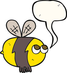 freehand drawn speech bubble cartoon bee