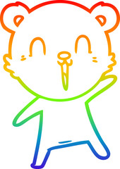 rainbow gradient line drawing of a happy cartoon polar bear