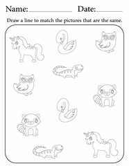 Match the same objects - activity worksheets for kids