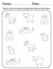 Match the same objects - activity pages for kids in kindergarten and above