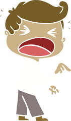 flat color style cartoon shouting man pointing finger