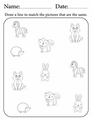 Match the same objects - classroom resources and activity worksheets for kids