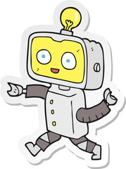 sticker of a cartoon little robot