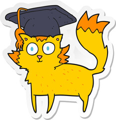 sticker of a cartoon cat graduate
