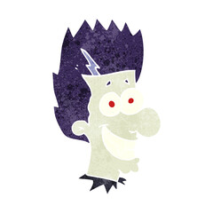 freehand retro cartoon grinning vampire