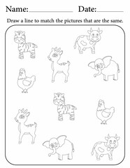 Match the same - activity worksheets for kids - matching game
