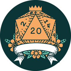 icon of natural 20 critical hit D20 dice roll