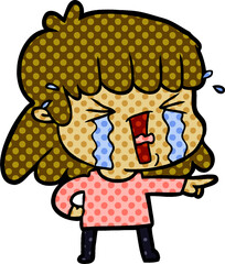 cartoon woman in tears