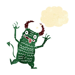 cartoon demon with thought bubble