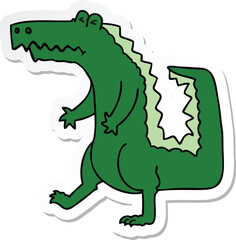 sticker of a quirky hand drawn cartoon crocodile