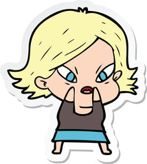 sticker of a cartoon stressed woman