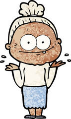 cartoon happy old woman