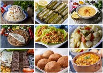 Traditional delicious Turkish foods collage