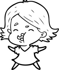 cartoon girl pulling face