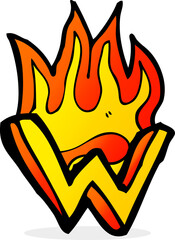 cartoon flaming letter