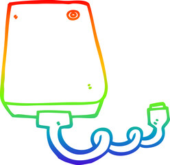 rainbow gradient line drawing of a cartoon hard drive