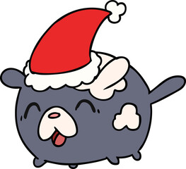 hand drawn christmas cartoon of kawaii dog