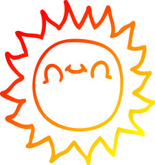 warm gradient line drawing of a cartoon sunshine